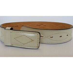 Vintage Ladies Cream Corral Cowhide Leather Belt with Buckle 28 Adjustable